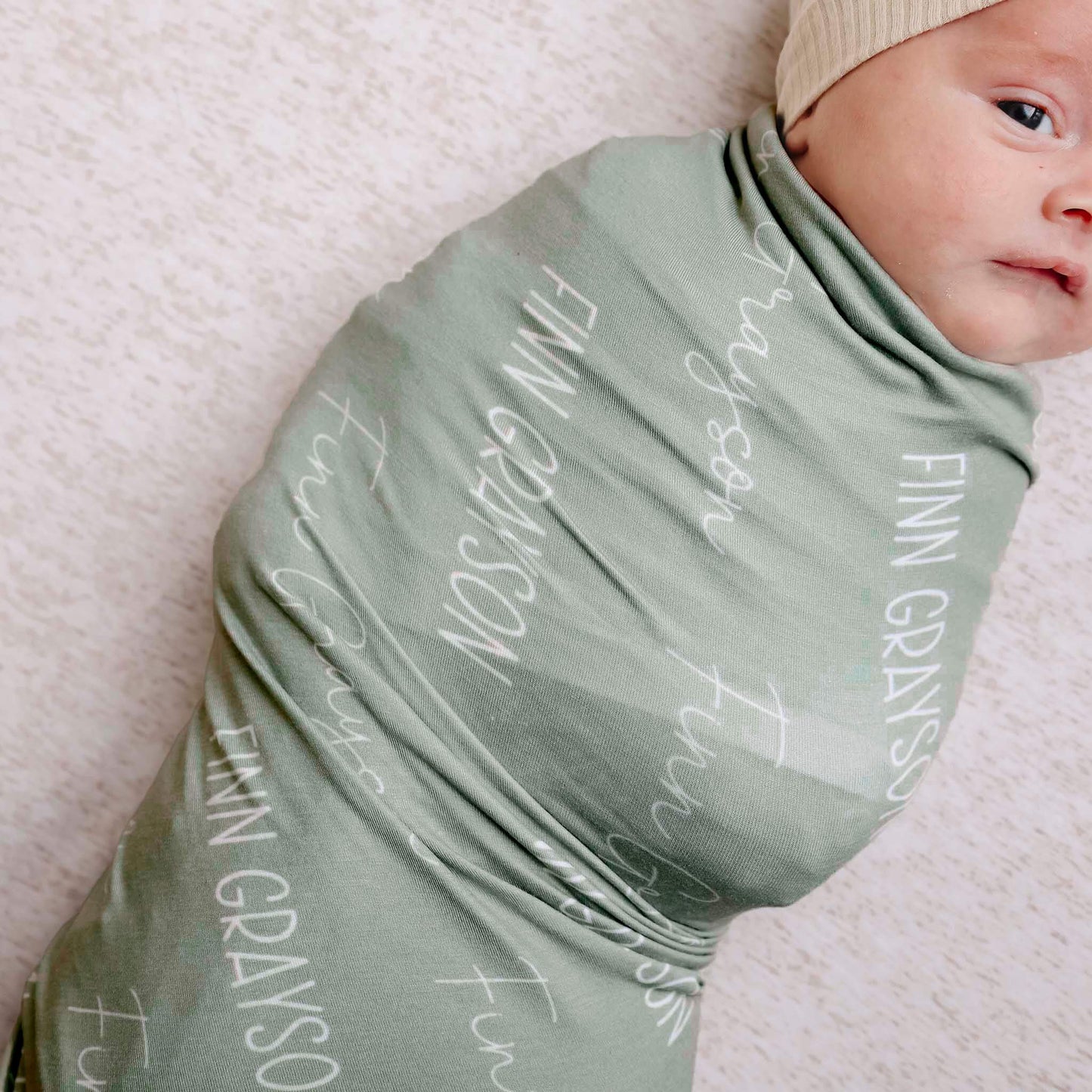 Personalized Baby Name Swaddle Blanket - Sage