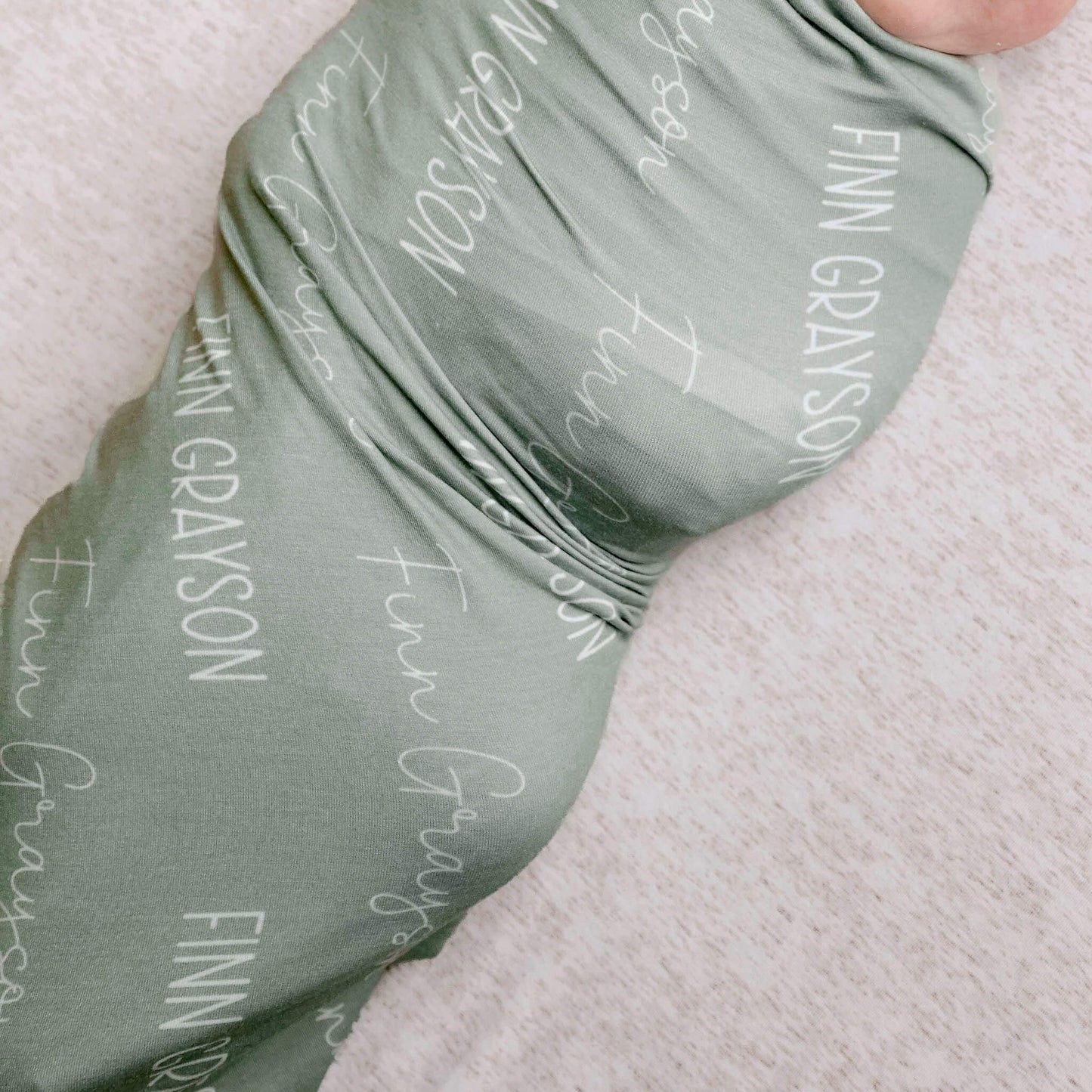 Personalized Baby Name Swaddle Blanket - Sage