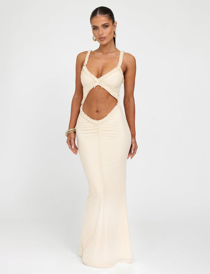 RAYLA DRESS - WHITE : CREAM