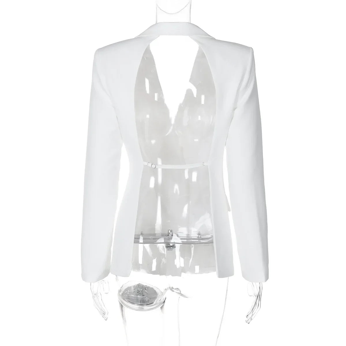 Backless  Black Suit Long Sleeve Blazer Coat