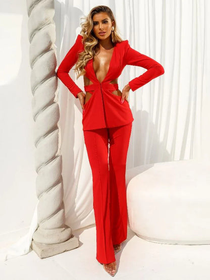 Cut Out Blazer Set
