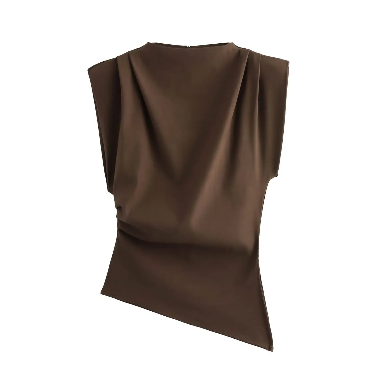 Asymmetrical Sleeveless Back Zipper Top