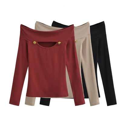 Off Shoulder Hollowed Out Top