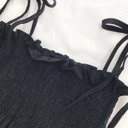 Bow Halter Folds Open Back Camisole Cropped Vest Top
