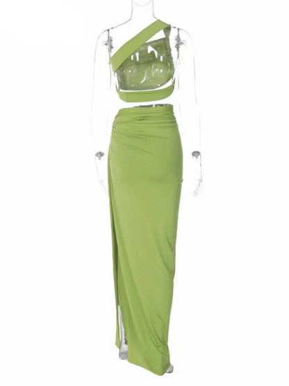 Crop Top and Hollow Out Skirt Suit