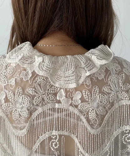 Embroidered Shirt and Strap Two Piece Lace Top