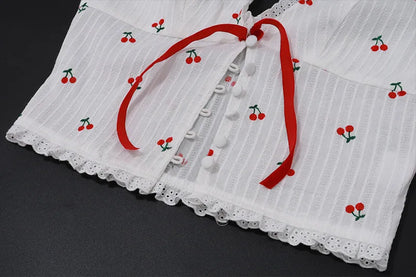Floral Knit Halter White Crop Top