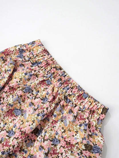 Floral Print Tank Top Long Skirt Two Piece Set