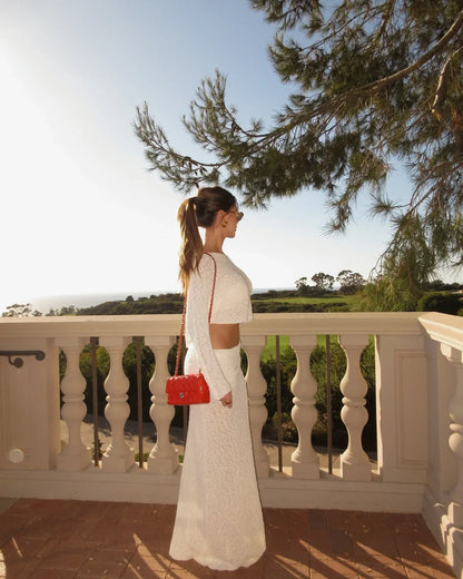 Knit Long Sleeve Top and Maxi Skirt Suit
