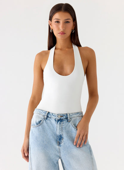 Set The Scene Halter Bodysuit - White