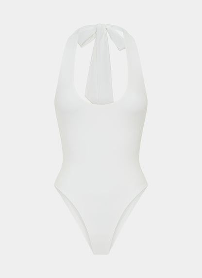 Set The Scene Halter Bodysuit - White
