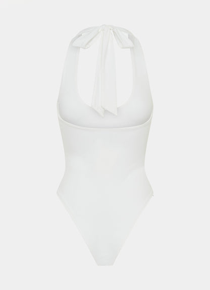 Set The Scene Halter Bodysuit - White