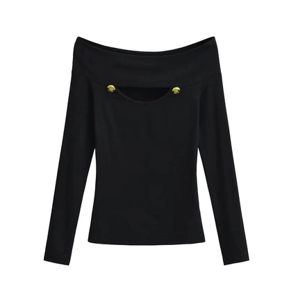 Off Shoulder Hollowed Out Top