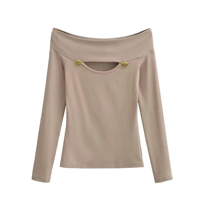 Off Shoulder Hollowed Out Top