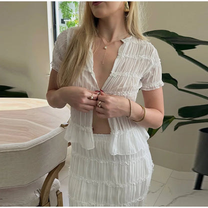 Crop Tops and High Waist Long Skirt Suit