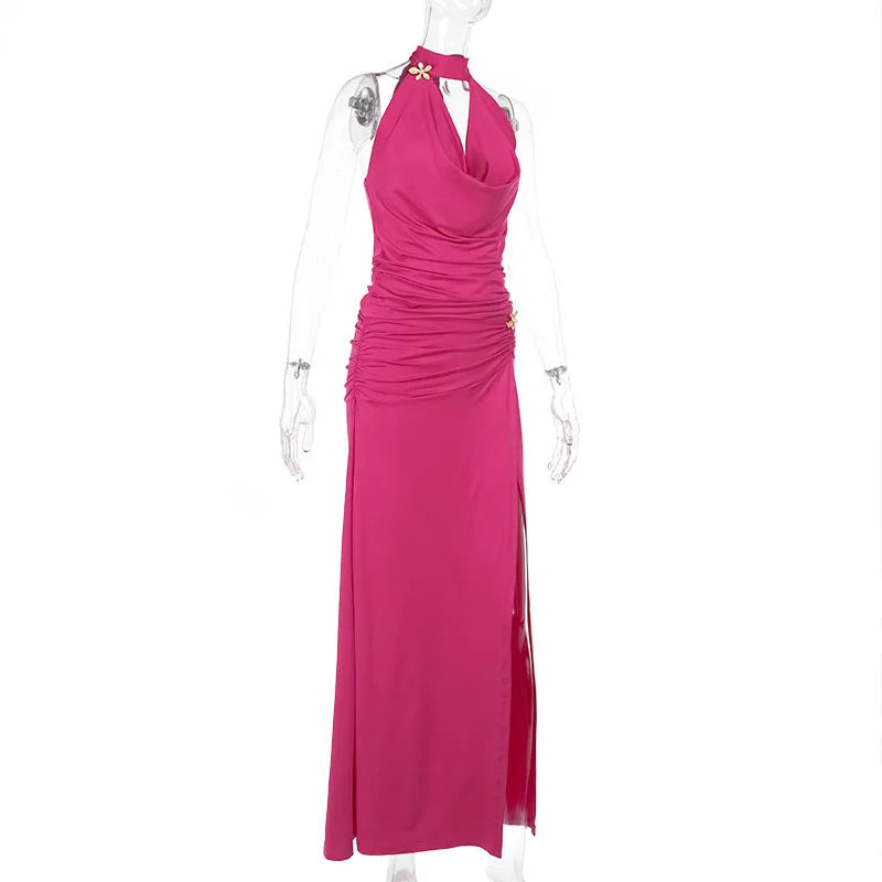 Halter Crop Top and  Long Skirt Two Piece Set