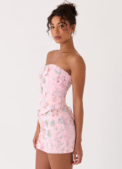 Solaire Strapless Corset Top - Pink