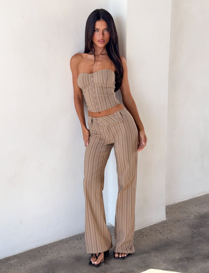 KITTIE PANT - TAUPE STRIPE