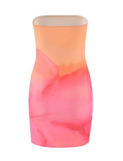 CHER MINI DRESS - PINK : MACRO FLORAL : PINK HIBISCUS