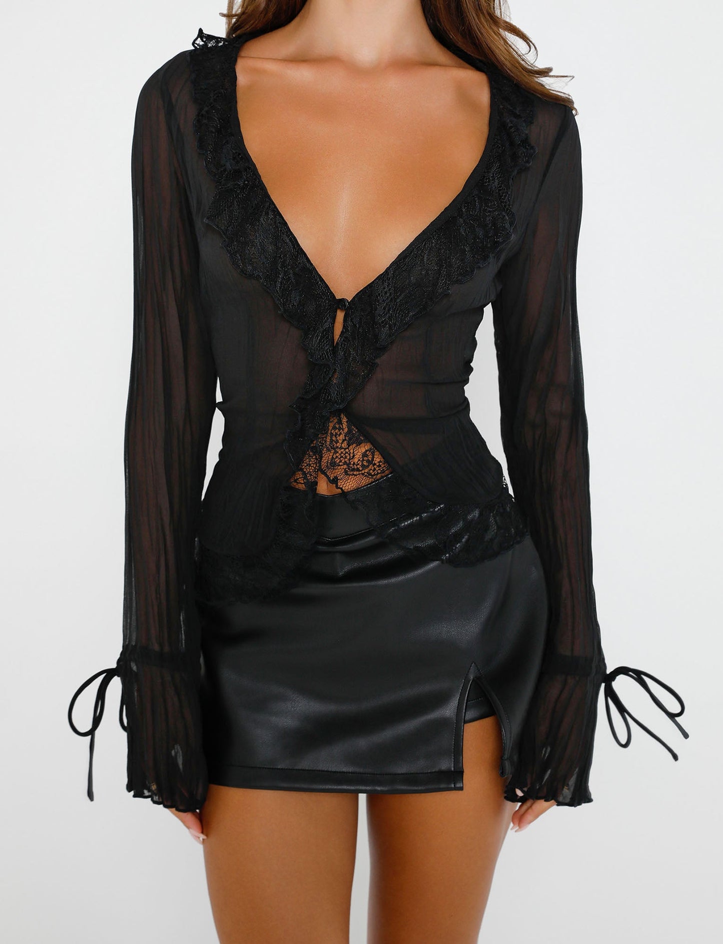 DAPHNIE PU SKORT - BLACK
