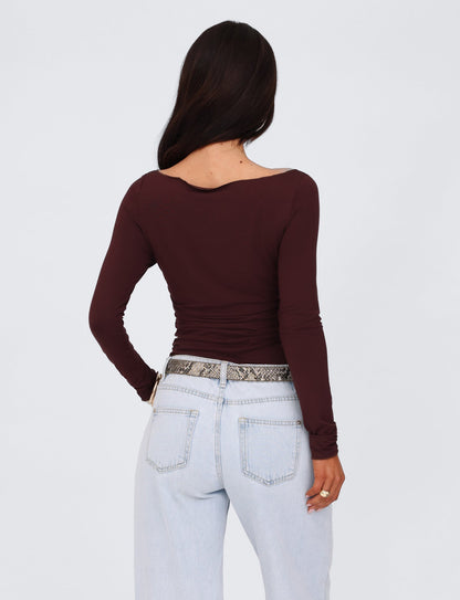 BIANKA TOP - BROWN : CHOCOLATE