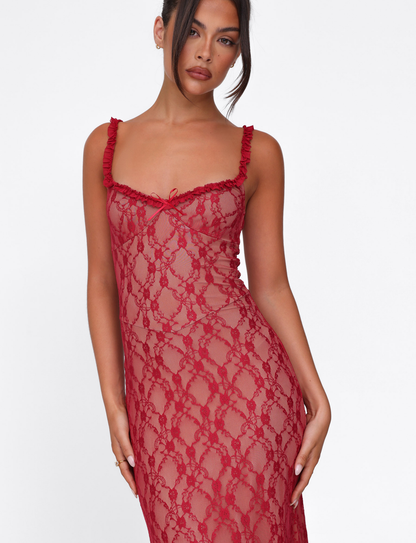 DEJA DRESS - RED : BERRY RED