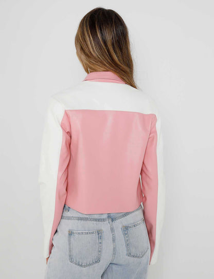 DELIA JACKET - PINK : PINK/WHITE
