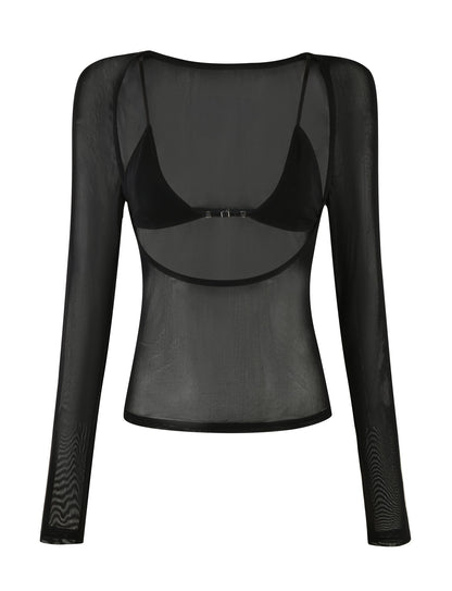 CHRISTY MESH LONG SLEEVE - BLACK