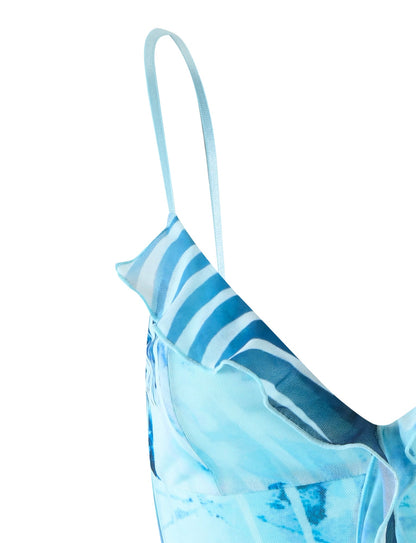 CARLY DRESS - BLUE : FLORAL WAVE