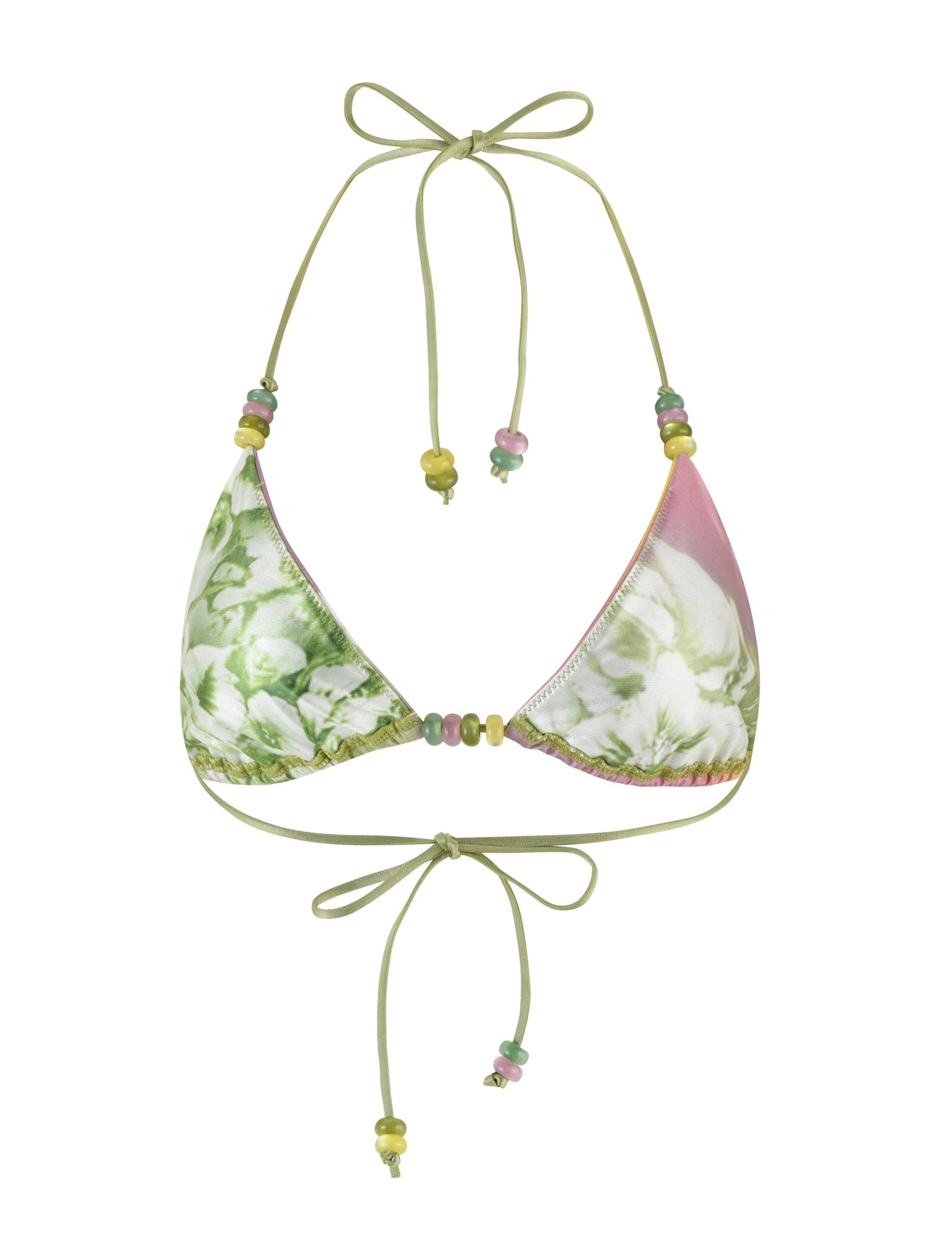 FINLEA BIKINI TOP - GREEN : FLORAL : STRIPE