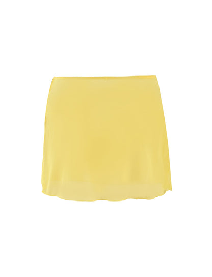 CYNTHIA MINI MESH SKIRT - YELLOW : PALE YELLOW