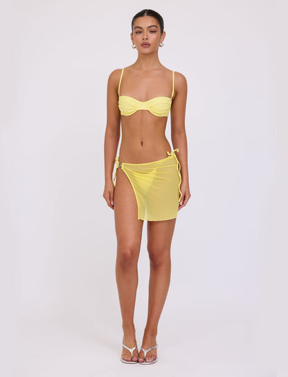 CYNTHIA MINI MESH SKIRT - YELLOW : PALE YELLOW