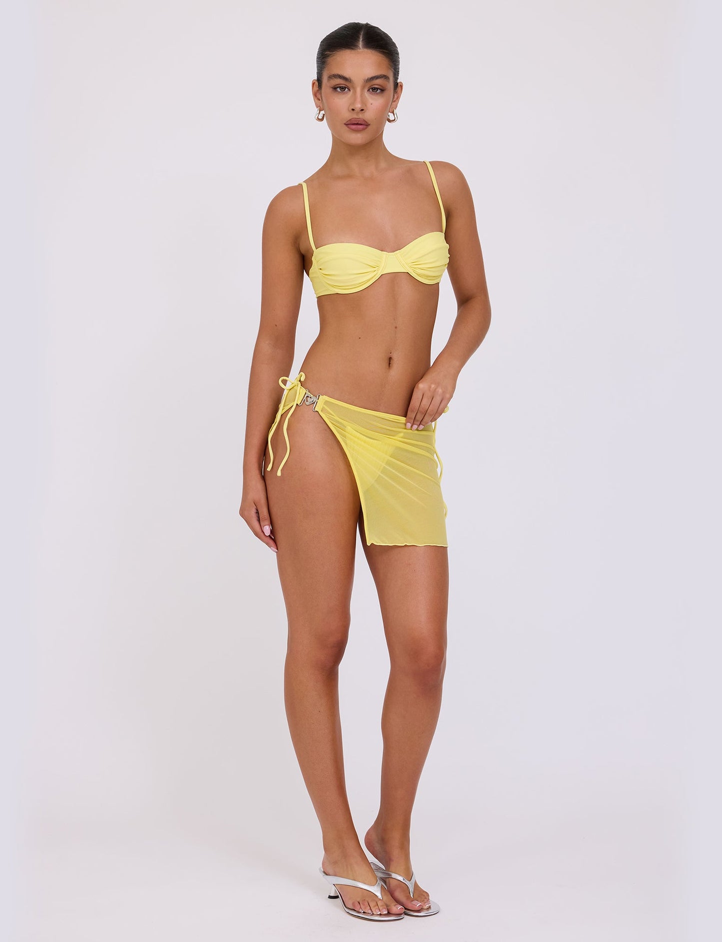 CYNTHIA MINI MESH SKIRT - YELLOW : PALE YELLOW
