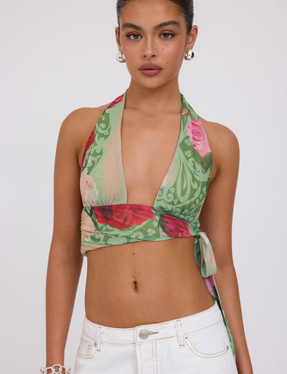 FLORIAN TOP - MULTI : MACRO FLORAL : SUMMER ROSE