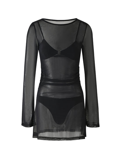 ALAYNA THREE PIECE MINI DRESS - BLACK