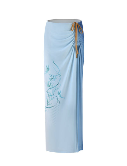 ELVERA SKIRT - BLUE : GRADIENT FLORAL