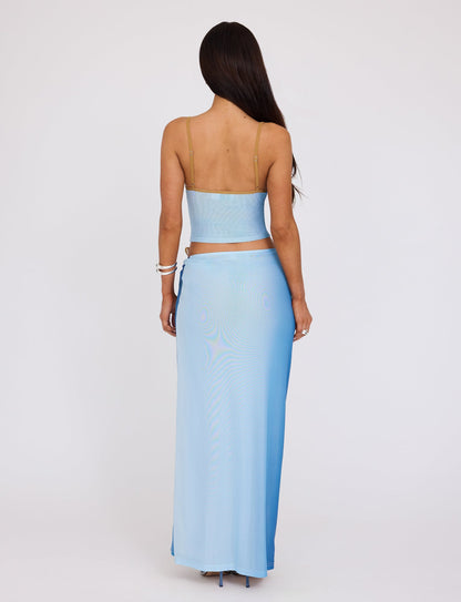 ELVERA SKIRT - BLUE : GRADIENT FLORAL