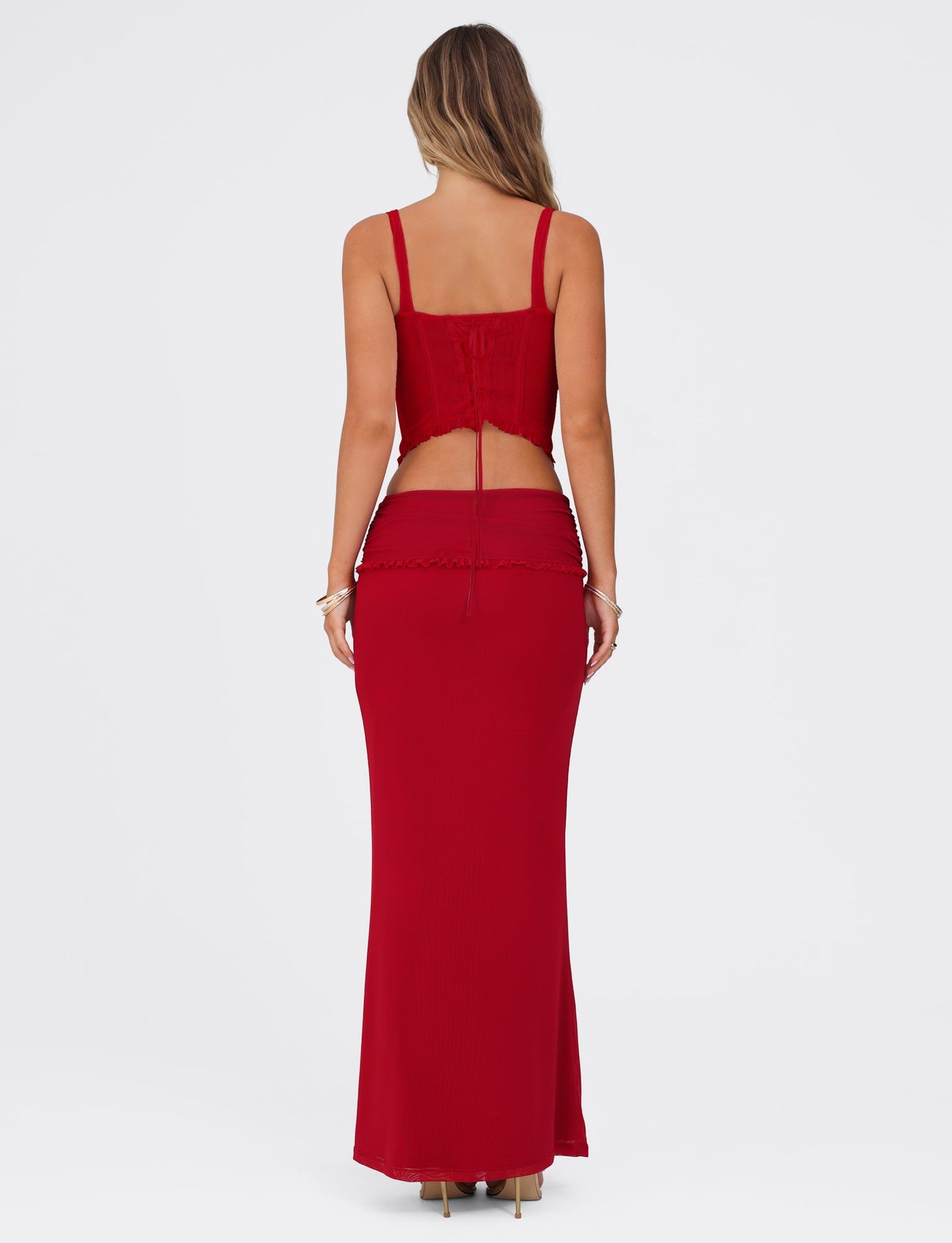 GINNY MAXI SKIRT - RED : CHERRY RED