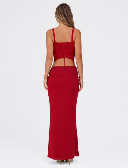GINNY MAXI SKIRT - RED : CHERRY RED