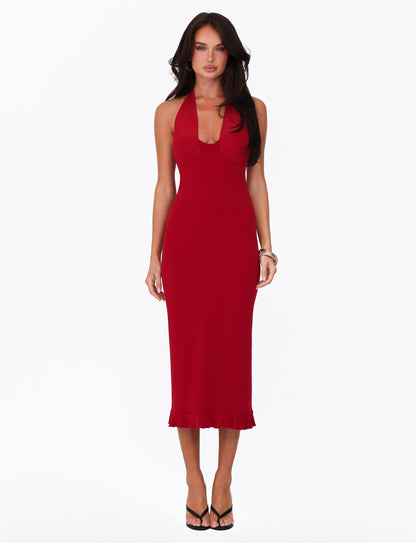 GRANGER MIDI DRESS - RED : CHERRY RED
