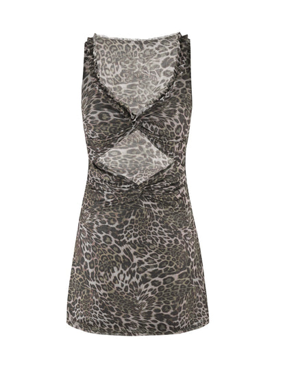 CAMPBELL MINI DRESS - NEUTRAL : LEOPARD