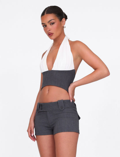LOTUS TOP - CREAM : GREY