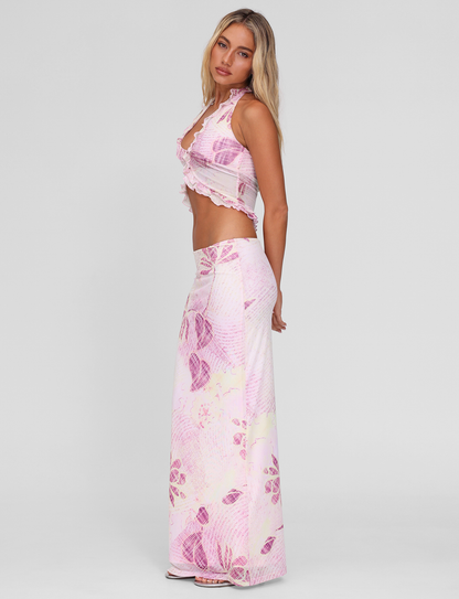 DALILA MIDI SKIRT - GRUNGE FLORAL MAGENTA