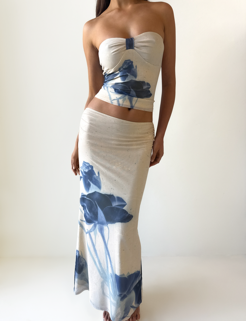 JANIS MAXI SKIRT - INDIGO FLORAL