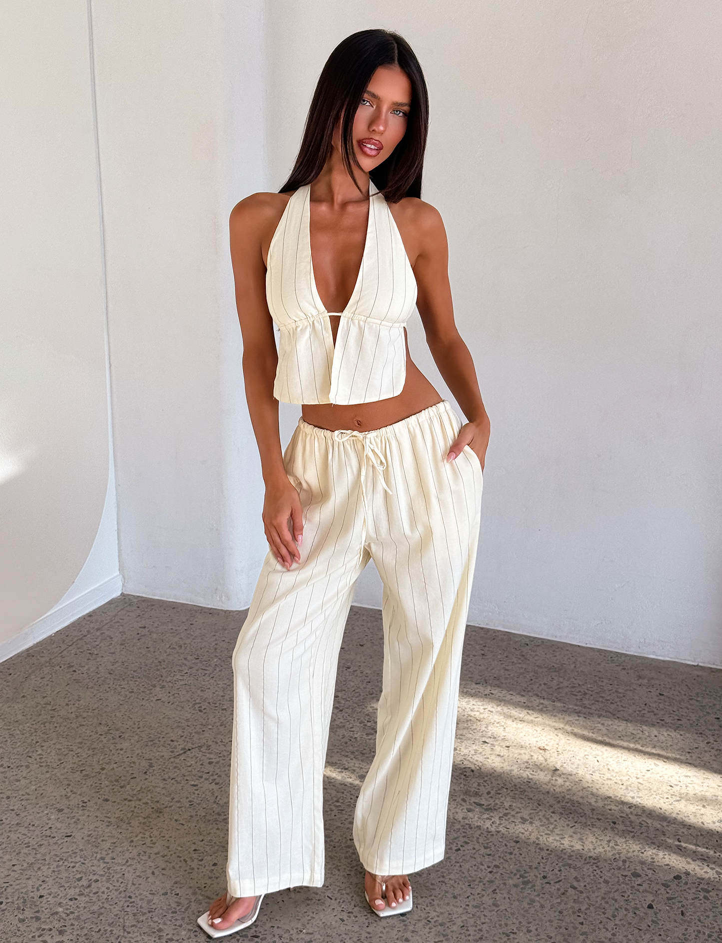 LAINEY PANT - BEIGE STRIPE