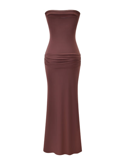 EOS SEQUIN TUBE MAXI DRESS - CINNAMON CHOCOLATE