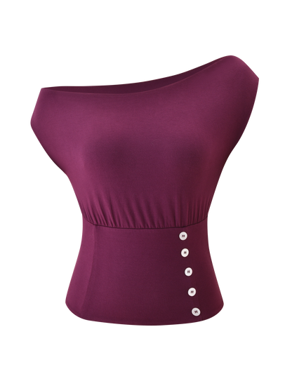 ALYSSA OFF SHOULDER TOP - PLUM