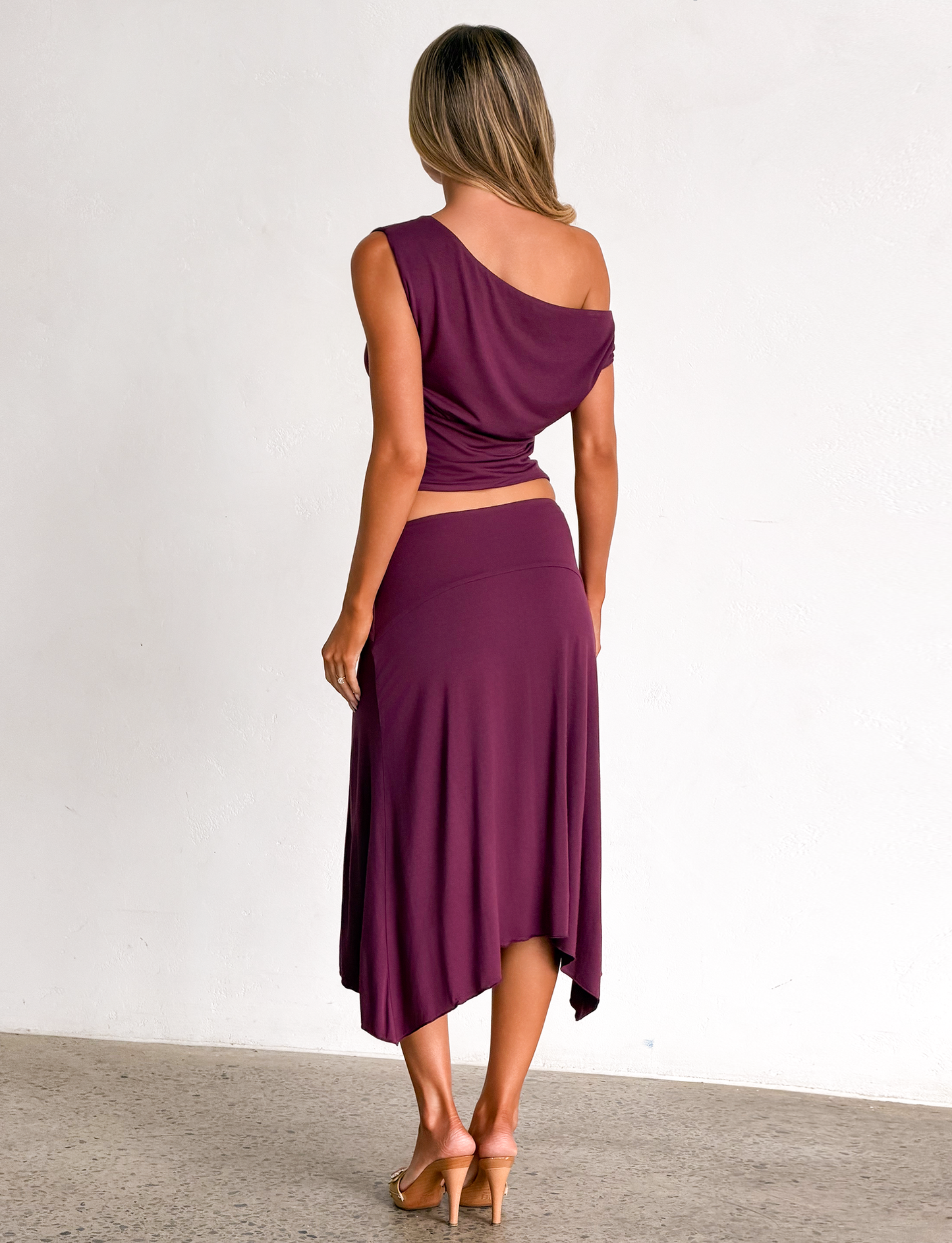 ALYSSA OFF SHOULDER TOP - PLUM