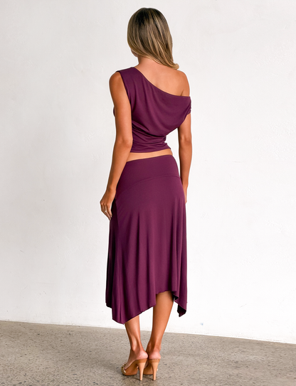 ALYSSA OFF SHOULDER TOP - PLUM