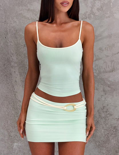 GREER MINI SKIRT - MINT GREEN